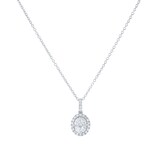 Mappin & Webb 18ct White Gold 0.53cttw Diamond Oval Cut Illusion Drop Pendant