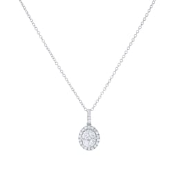 12143738 - 18ct White Gold 0.77cttw Diamond Oval Cut Illusion Drop Pendant