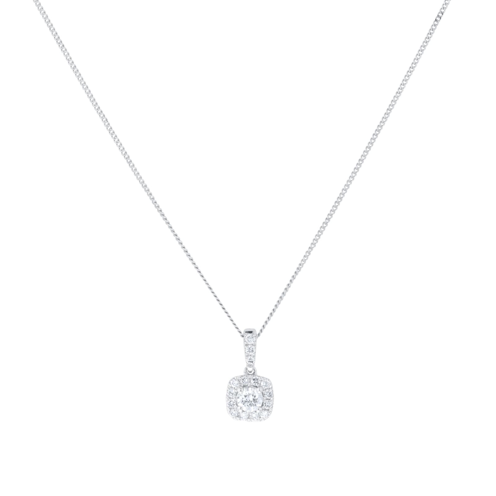 Best Luxury 
9ct White Gold 0.30cttw Brilliant Cut Diamond Halo Pendant