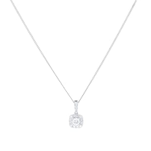 Goldsmiths 9ct White Gold 0.30cttw Brilliant Cut Diamond Halo Pendant