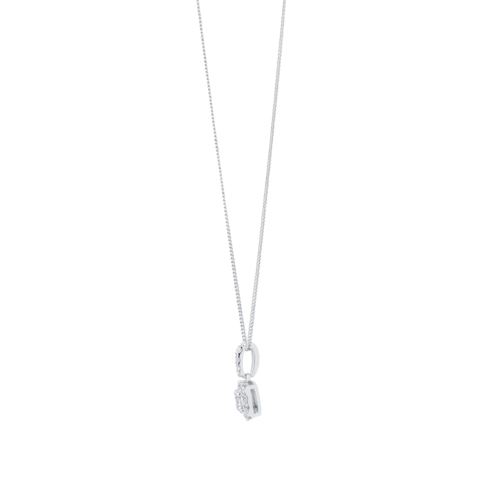 Goldsmiths 9ct White Gold 0.30cttw Brilliant Cut Diamond Halo Pendant