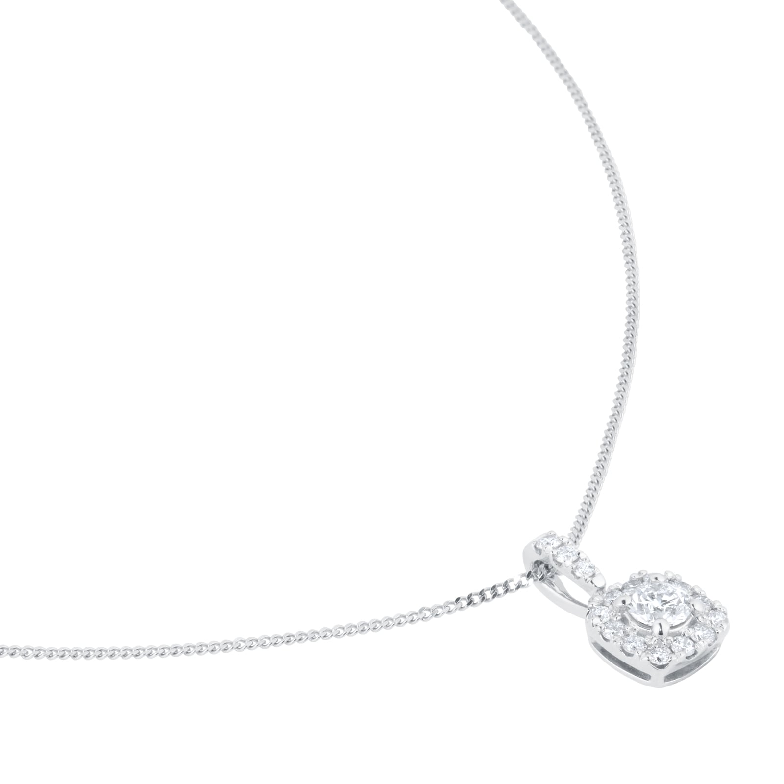 Goldsmiths 9ct White Gold 0.30cttw Brilliant Cut Diamond Halo Pendant