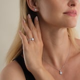 Goldsmiths 9ct White Gold 0.30cttw Brilliant Cut Diamond Halo Pendant