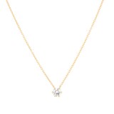 Goldsmiths 18ct Yellow Gold 0.50cttw Round Brilliant Cut Solitaire Floral Pendant