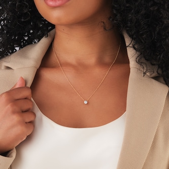 Goldsmiths 18ct Yellow Gold 0.50cttw Round Brilliant Cut Solitaire Floral Pendant