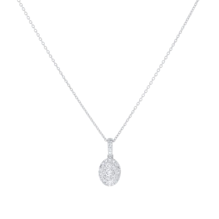 Goldsmiths 9ct White Gold 0.20cttw Oval Shape Diamond Cluster Pendant