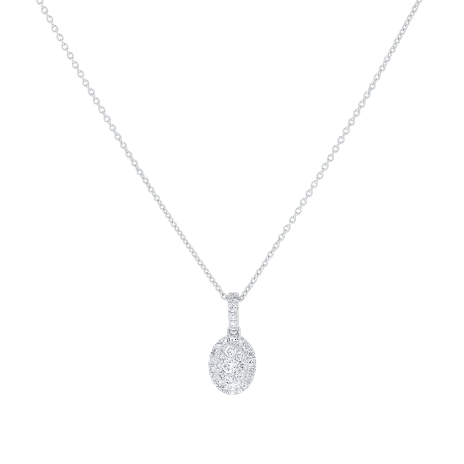 Goldsmiths 9ct White Gold 0.20cttw Oval Shape Diamond Cluster Pendant