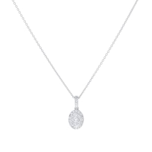 Goldsmiths 9ct White Gold 0.20cttw Oval Shape Diamond Cluster Pendant