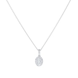 12143743 - 9ct White Gold 0.20cttw Oval Shape Diamond Cluster Pendant