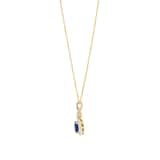 Goldsmiths 18ct Yellow Gold Oval Cut Sapphire and Diamond Halo Pendant