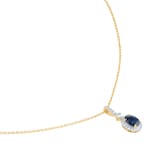 Goldsmiths 18ct Yellow Gold Oval Cut Sapphire and Diamond Halo Pendant