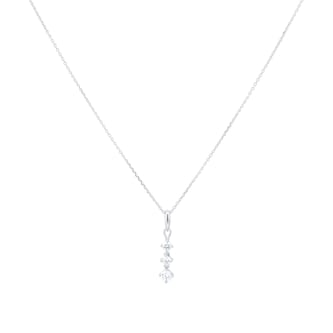 Goldsmiths 9ct White Gold 0.50cttw Diamond Three Stone Drop Pendant