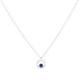 Goldsmiths 9ct White Gold Brilliant Cut Sapphire and Diamond Halo Pendant