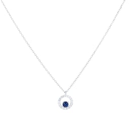 12143747 - 9ct White Gold Brilliant Cut Sapphire and Diamond Halo Pendant