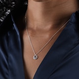 Goldsmiths 9ct White Gold Brilliant Cut Sapphire and Diamond Halo Pendant