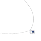 Goldsmiths 9ct White Gold Brilliant Cut Sapphire and Diamond Halo Pendant