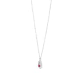 Goldsmiths 9ct White Gold Brilliant Cut Ruby and Diamond Halo Pendant