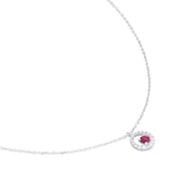 Goldsmiths 9ct White Gold Brilliant Cut Ruby and Diamond Halo Pendant