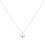 Goldsmiths 9ct White Gold Brilliant Cut Emerald and Diamond Halo Pendant