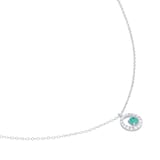 Goldsmiths 9ct White Gold Brilliant Cut Emerald and Diamond Halo Pendant