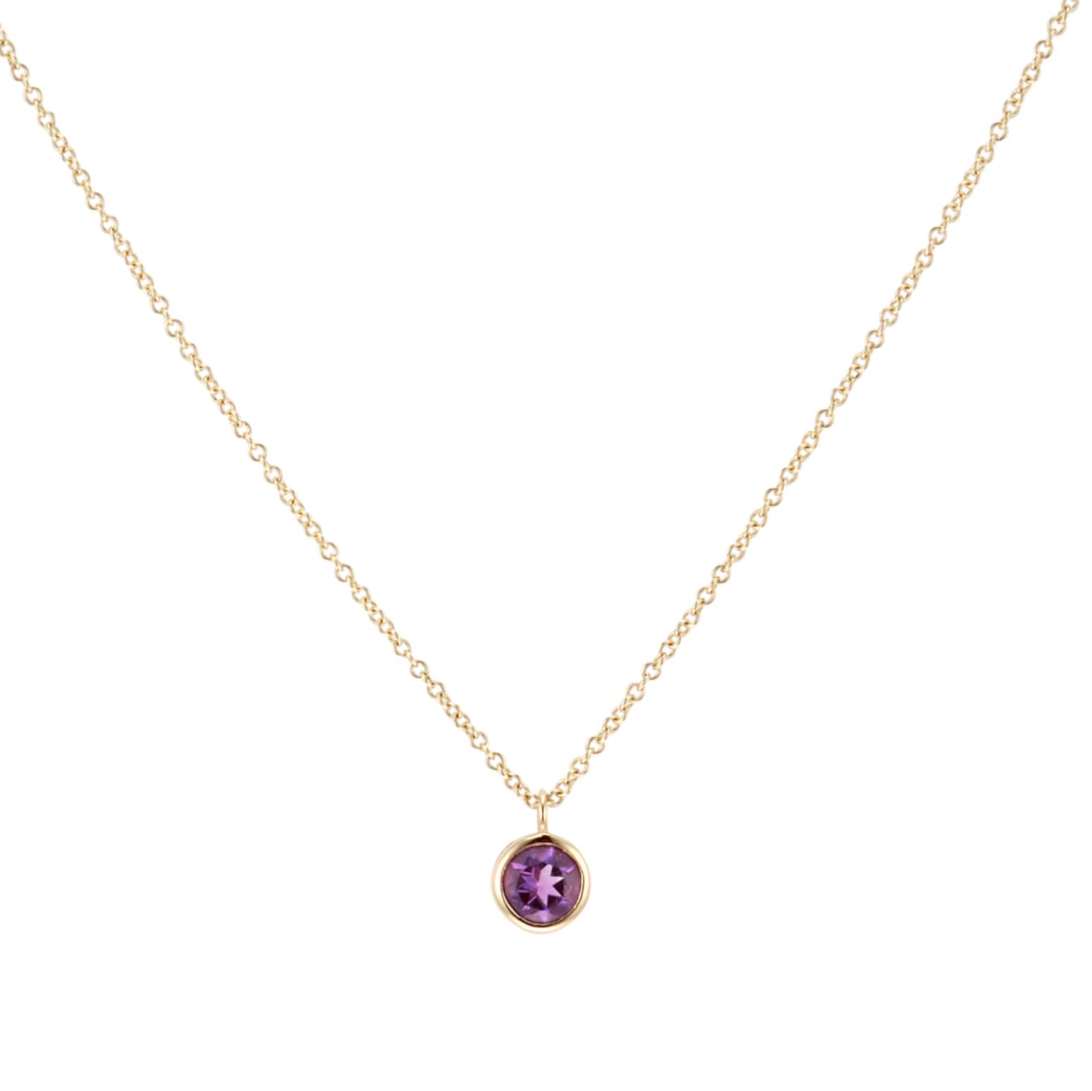 Goldsmiths 9ct Yellow Gold Amethyst Birthstone Pendant