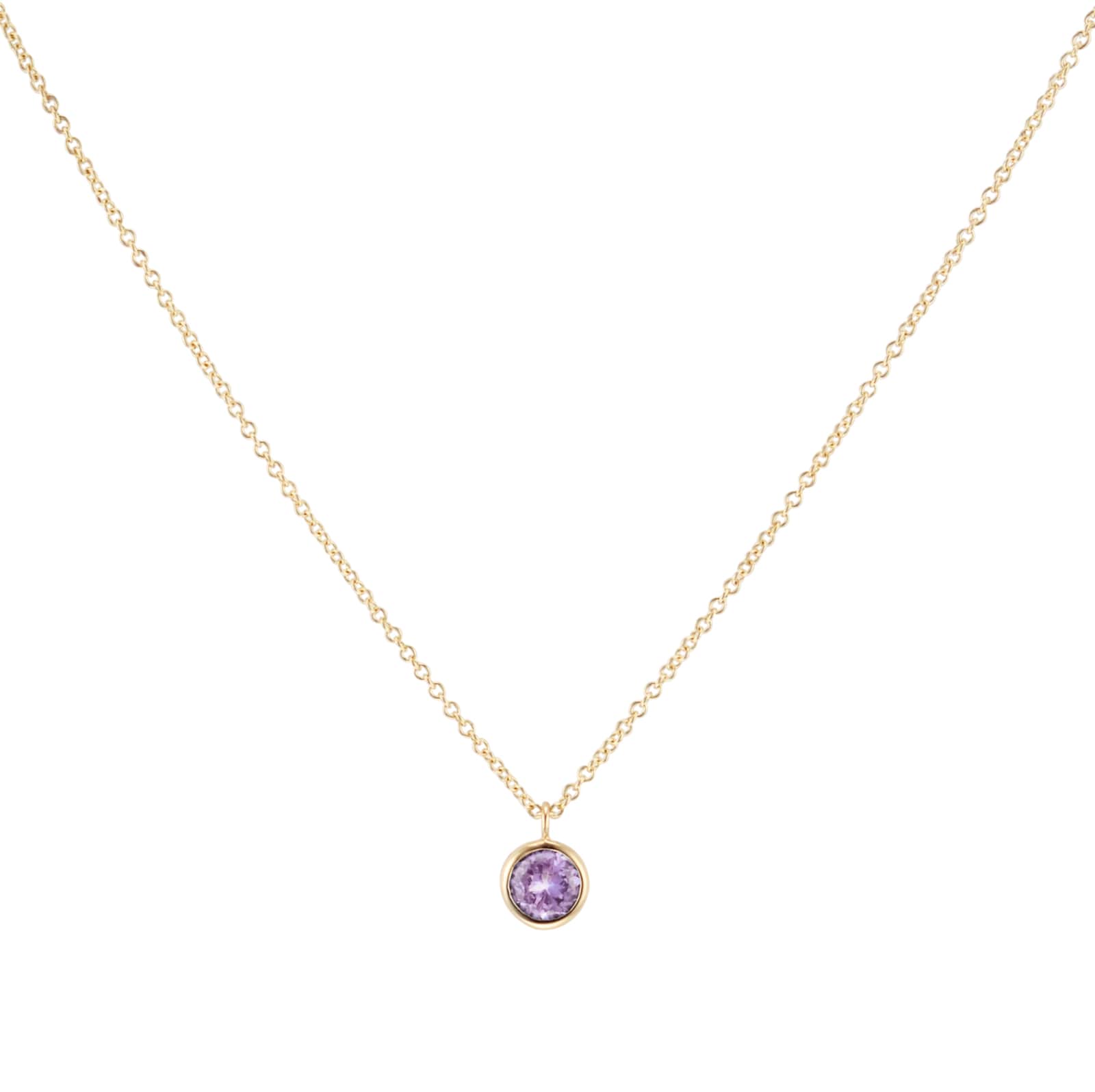 Goldsmiths 9ct Yellow Gold Pink Amethyst Birthstone Pendant