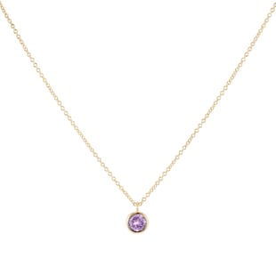 Goldsmiths 9ct Yellow Gold Pink Amethyst Birthstone Pendant