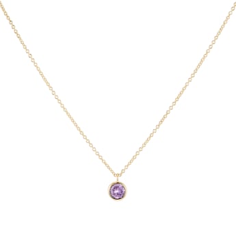 9ct Yellow Gold Pink Amethyst Birthstone Pendant 
