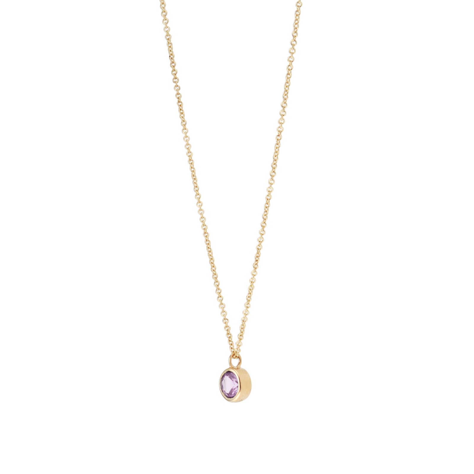 Goldsmiths 9ct Yellow Gold Pink Amethyst Birthstone Pendant