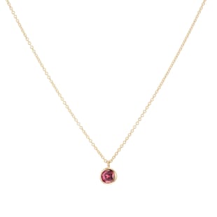 Goldsmiths 9ct Yellow Gold Pink Tourmaline Birthstone Pendant
