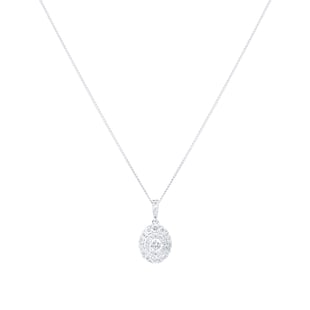 Best Luxury 
9ct White Gold 0.40cttw Diamond Oval Shape Cluster Pendant