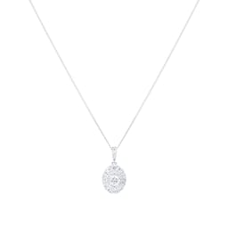 12143766 - 9ct White Gold 0.40cttw Diamond Oval Shape Cluster Pendant