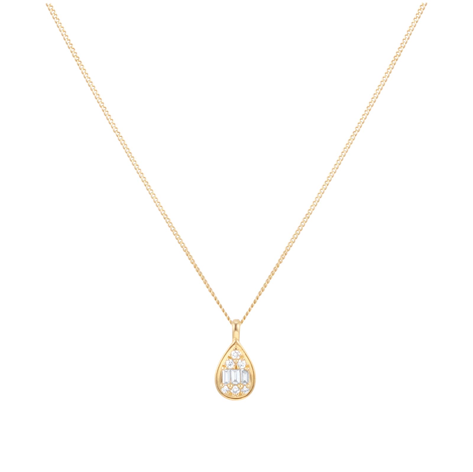 Best Luxury 
9ct Yellow Gold 0.10cttw Diamond Pear Shape Cluster Pendant