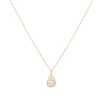 9ct Yellow Gold 0.10cttw Diamond Pear Shape Cluster Pendant  