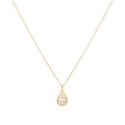 12143767 - 9ct Yellow Gold 0.10cttw Diamond Pear Shape Cluster Pendant