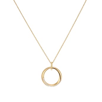 9ct Yellow Gold 0.10cttw Diamond Twist Circle Pendant