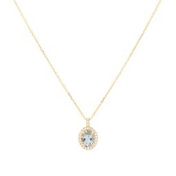 12143778 - 18ct Yellow Gold Green Amethyst & 0.13cttw Diamond Pendant