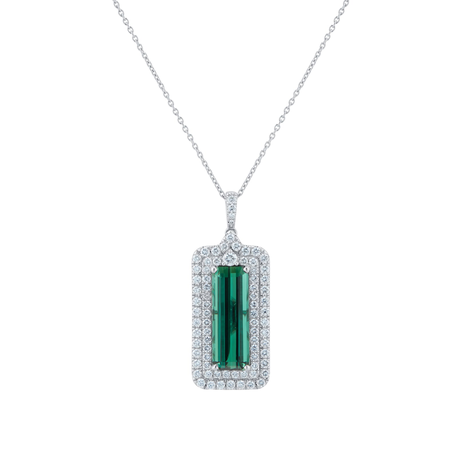 Mappin & Webb 18ct White Gold 6.83cttw Green Tourmaline & 1.44cttw Diamond Pendant