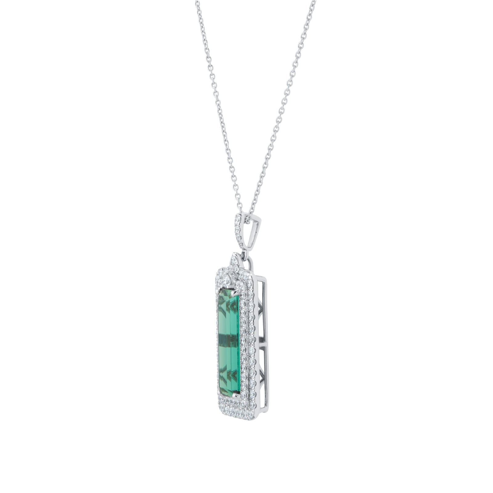 Mappin & Webb 18ct White Gold 6.83cttw Green Tourmaline & 1.44cttw Diamond Pendant