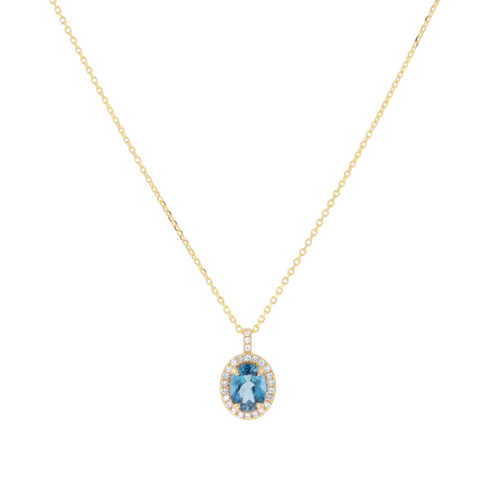 Mappin 
Webb Amelia 18ct Yellow Gold London Blue Topaz 
0.13cttw Diamond Pendant