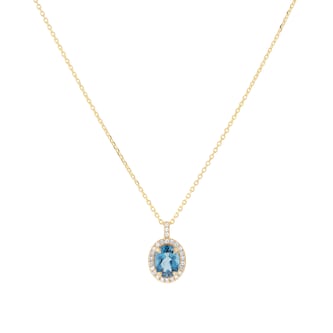 Mappin 
Webb Amelia 18ct Yellow Gold London Blue Topaz 
0.13cttw Diamond Pendant