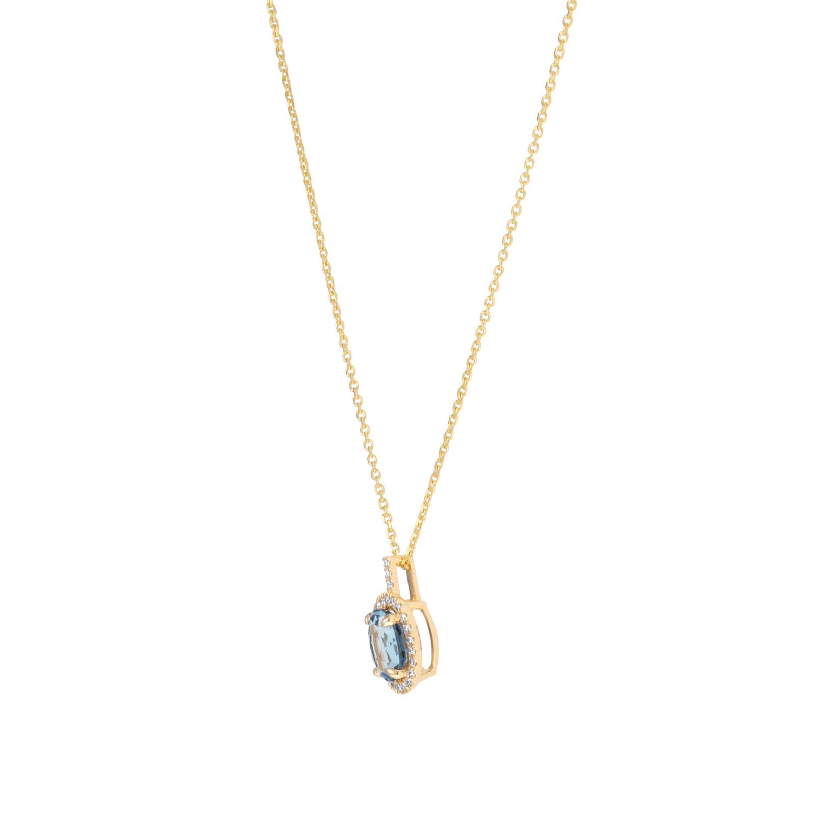 Mappin 
Webb Amelia 18ct Yellow Gold London Blue Topaz 
0.13cttw Diamond Pendant