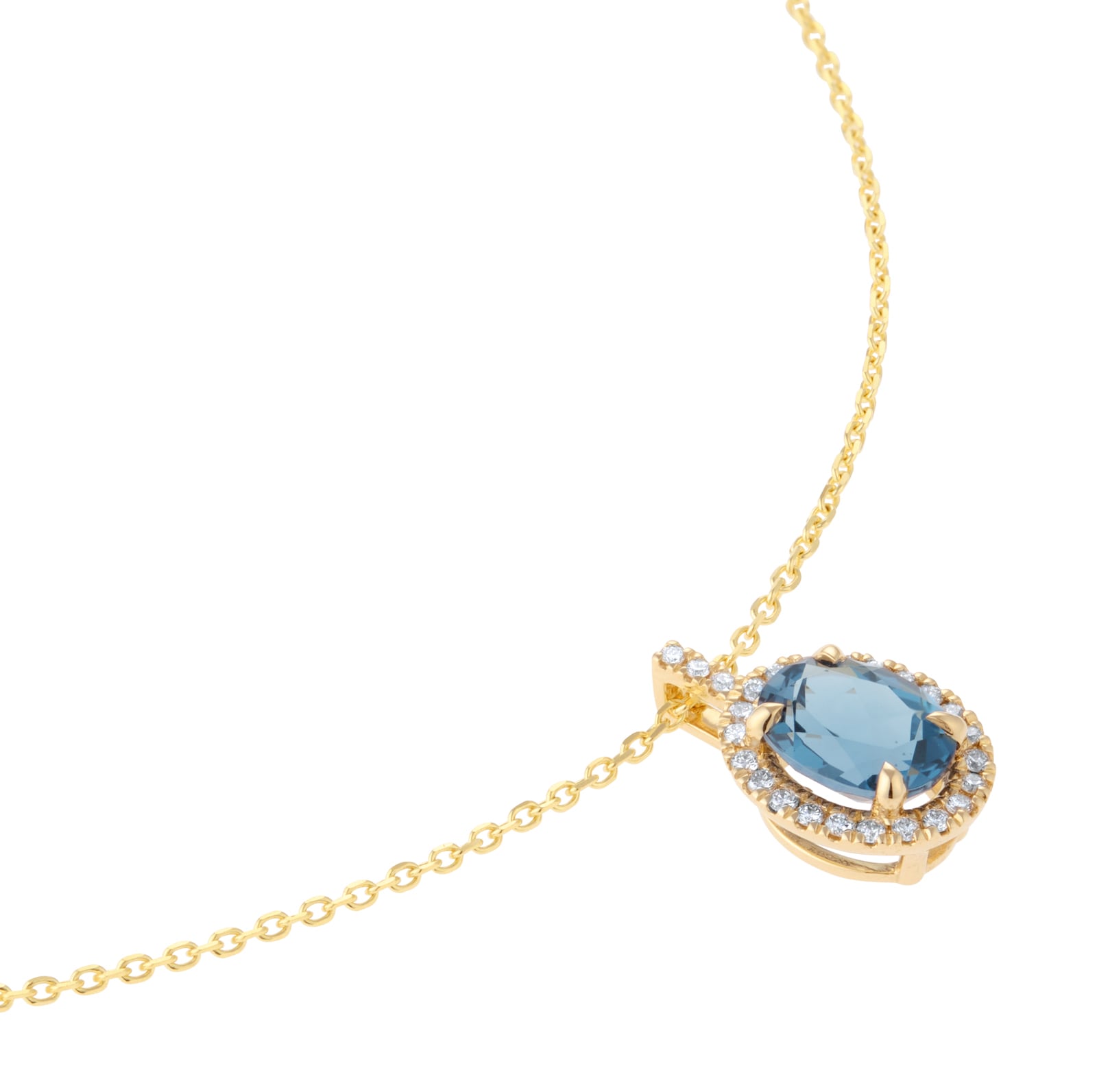 Mappin & Webb Amelia 18ct Yellow Gold London Blue Topaz & 0.13cttw Diamond Pendant Mappin & Webb Amelia 18ct Yellow Gold London Blue Topaz & 0.13cttw Diamond Pendant
