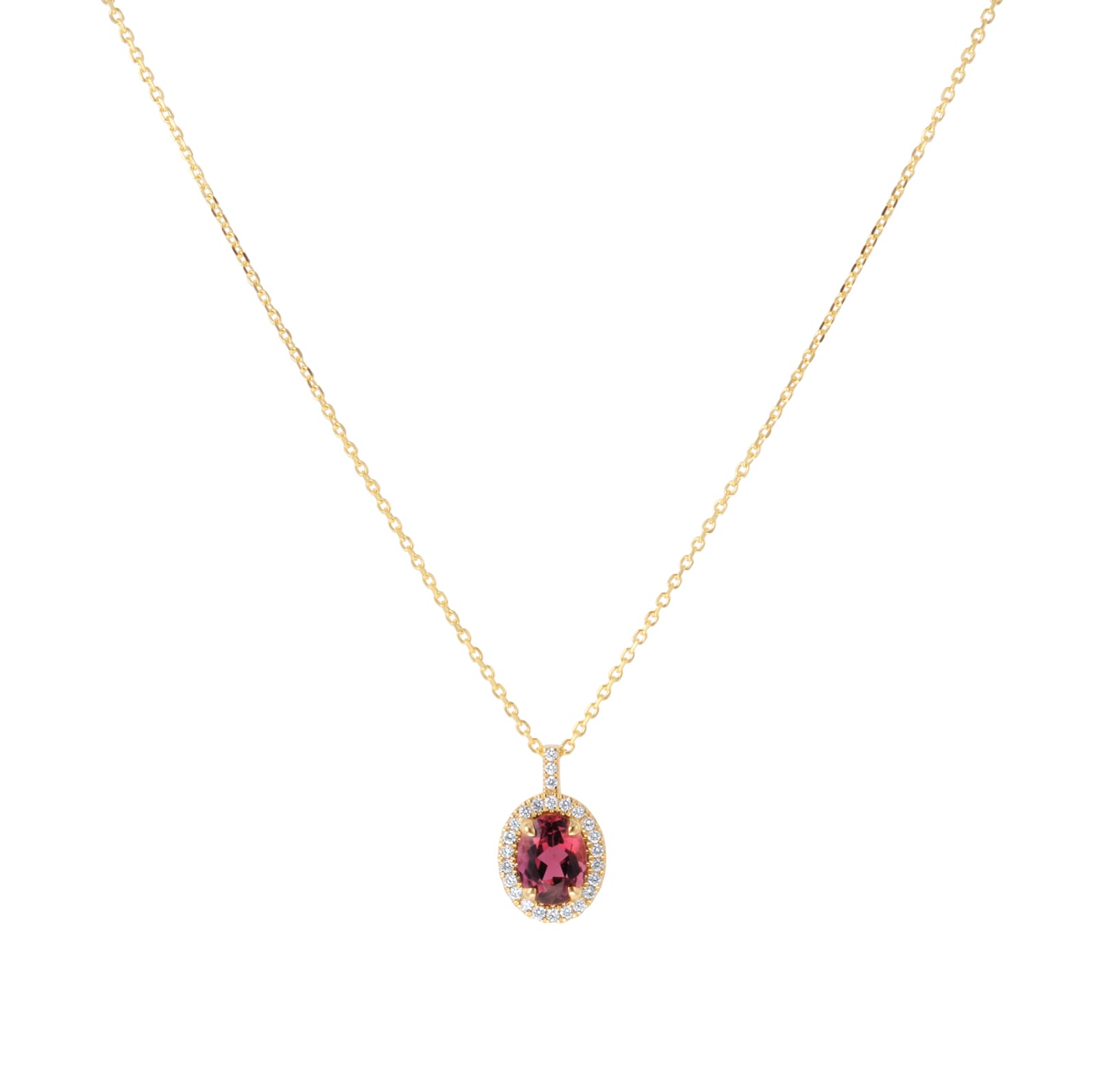 Mappin & Webb Amelia 18ct Yellow Gold Pink Tourmaline & 0.13cttw Diamond Pendant