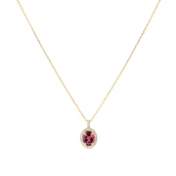 12143783 - Amelia 18ct Yellow Gold Pink Tourmaline & 0.13cttw Diamond Pendant