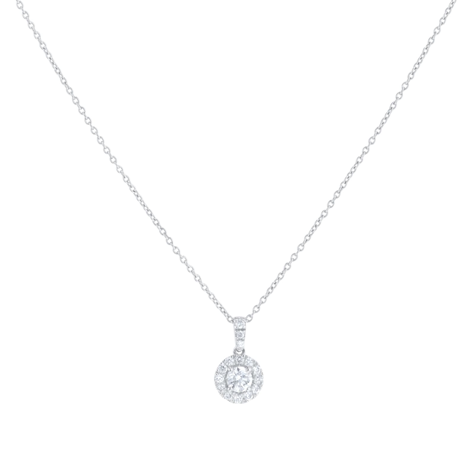 Goldsmiths 9ct White Gold 0.30cttw Brilliant Cut Diamond Halo Pendant