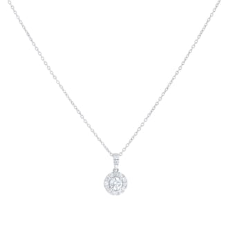 Goldsmiths 9ct White Gold 0.30cttw Brilliant Cut Diamond Halo Pendant