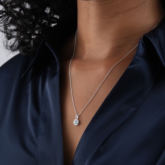 Goldsmiths 9ct White Gold 0.30cttw Brilliant Cut Diamond Halo Pendant