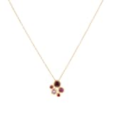 Goldsmiths 18ct Yellow Gold Ruby Garnet and Pink Tourmaline Bezel Set Pendant