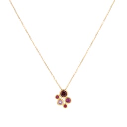12143785 - 18ct Yellow Gold Ruby Garnet and Pink Tourmaline Bezel Set Pendant